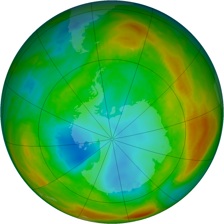Antarctic ozone map for 14 August 1981
